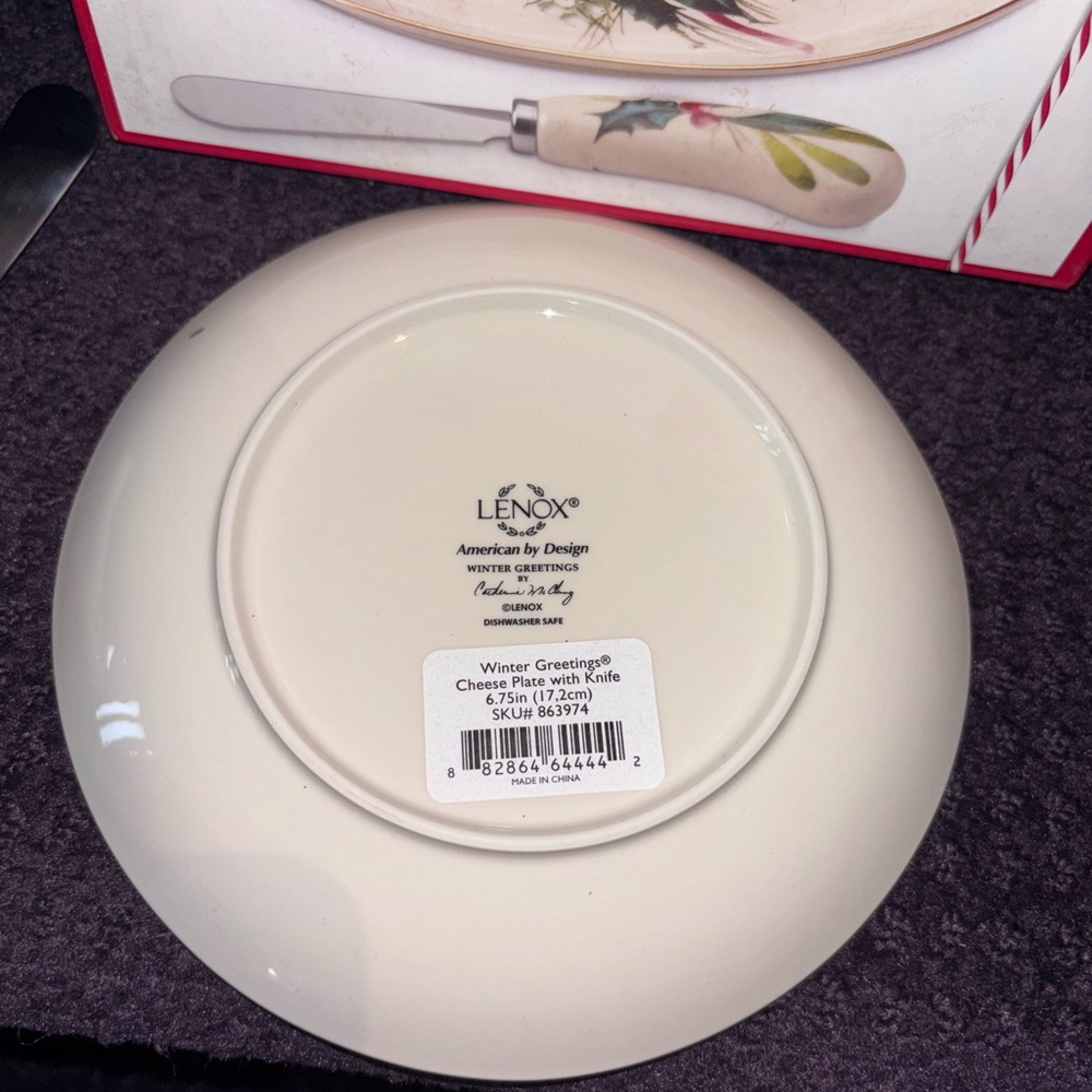 Lenox Festive Cardinal Plate and Spreader Set - Picture 2 of 5